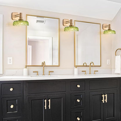 Vintage Glass Wall Sconces Green Vanity Lights Bathroom Light Fixture Over Mirror Wall Light for Picture Doorway Bathroom Bedroom Hallway Farmhouse