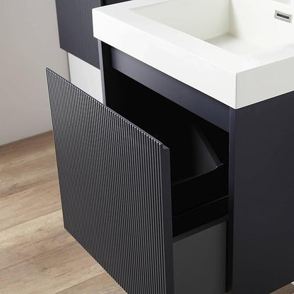 Blossom 20 Inch Bathroom Vanity with Sink, All Wood Wall Mounted Floating Bathroom Vanity Cabinet with Acrylic Sink, Bathroom Sink Cabinet with Soft-Close Drawer, Modern Style Vanities, Night Blue