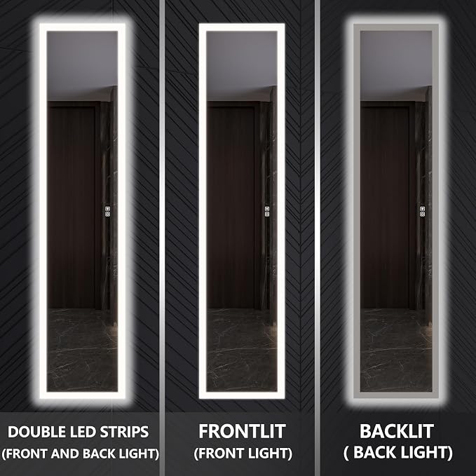 20 X 70 Full Body Lighted Medicine Cabinet with Mirror with Dimmable Front&Backlit, Outlets, Sensor Light, 5 Adjustable Shelves, Surface/Recessed Mounted Aluminum LED Medicine Cabinet for Bathroom