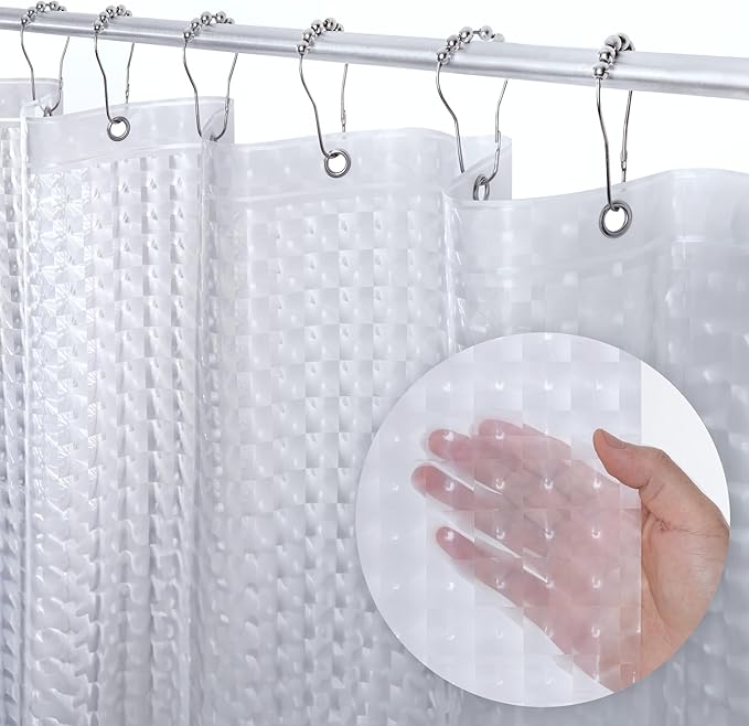 LiBa Shower Curtain PEVA 8G, 72x72 Inch Cat Eyes with Magnets | 8G heavy-duty PEVA, 3D pattern, 3 weighted magnets, rust-proof grommets, waterproof vinyl shower curtain