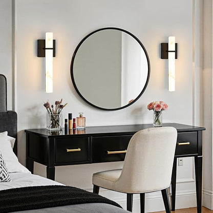 Modern LED Wall Sconces 15-inch Black Bathroom Sconces Set of 2 Up and Down Wall Mount Light 5CCT Dimmable Sconce Lighting Bedroom Living Room Hallway (Hardwired)