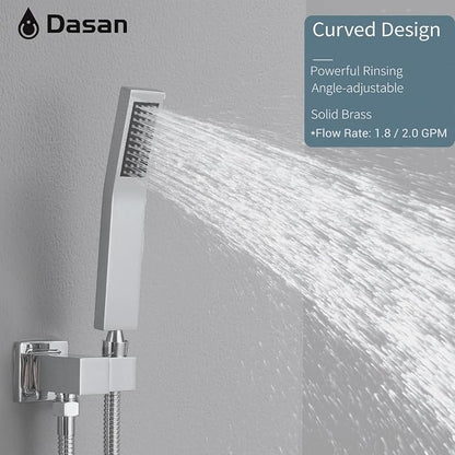 DASAN Tub Shower Faucets Sets Complete Bathtub Shower System with Waterfall Tub Spout, Chrome Bathtub Faucet Set Tub and Shower Faucet Combo Trim Kit with Valve, DA-SS04PC-S10W