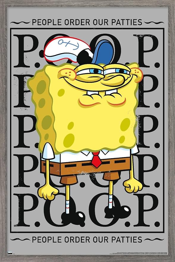 Trends International Nickelodeon Spongebob - P.O.O.P. Wall Poster, 34L x 22.4W, Barnwood Framed Version