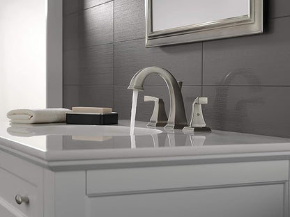 Delta Dryden Brushed Nickel Bathroom Faucet 3 Hole, 8 Inch Widespread Bathroom Sink Faucet for Vanity, Metal Push-Pop Drain Assembly, SpotShield Stainless 3551-SPMPU-DST