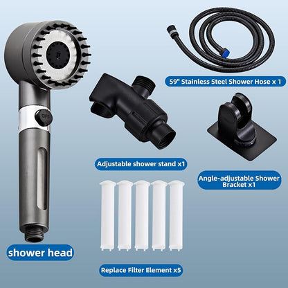 Shower Head High Pressure with Handheld High Pressure | Shower Filter Head for Hard Water Showerhead Black