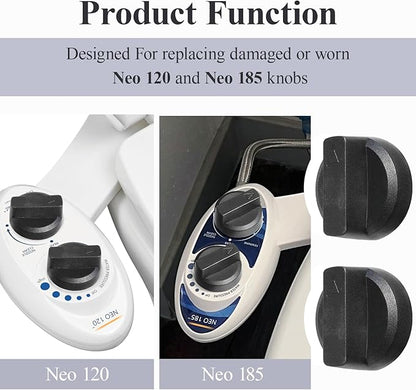 Bidet Seats Replacement Knob Compatible With Luxe Bidet Neo 120 & Neo 185, Knob Accessories for Luxe Bidet Neo 120 & Neo 185, Neo Knob, Non-Electric Bidet Attachment for Toilet Seat, 4 Pcs Black