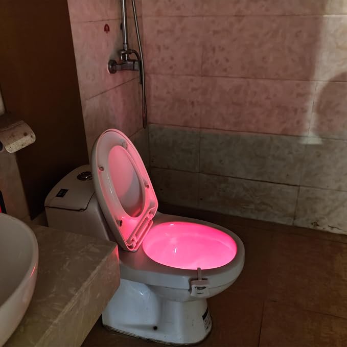 AUSAYE 2 Pack Toilet Light 8 Colors Change Led Nightlight, Motion Sensor Activated Toilet Bowl Night Lights, Bathroom Night Light for Mom Dad Kids Women