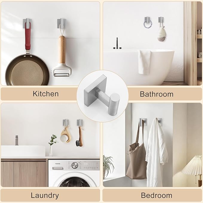 5 Pieces Bathroom Hardware Set, Brushed Nickel Towel Bar Set Includes 23.6” Towel Bar, Towel Ring Holder, Toilet Paper Holder and Two Towel Hooks, Bathroom Accessories Set SUS304 Wall Mounted