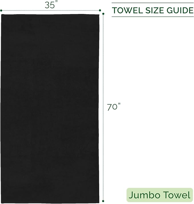 Elegant Comfort 100% Turkish Cotton Corduroy Ribbed Luxury Jumbo Bath Towel Ultra Soft - 35 x 70 Inch - Luxury Spa Premium Hotel Quality Highly Absorbent and Quick Dry Large Bath Towel, Black
