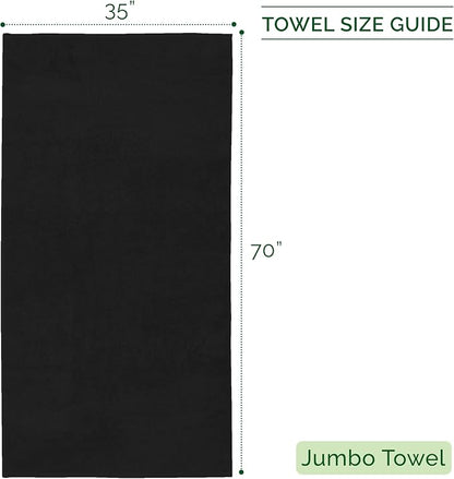 Elegant Comfort 100% Turkish Cotton Corduroy Ribbed Luxury Jumbo Bath Towel Ultra Soft - 35 x 70 Inch - Luxury Spa Premium Hotel Quality Highly Absorbent and Quick Dry Large Bath Towel, Black