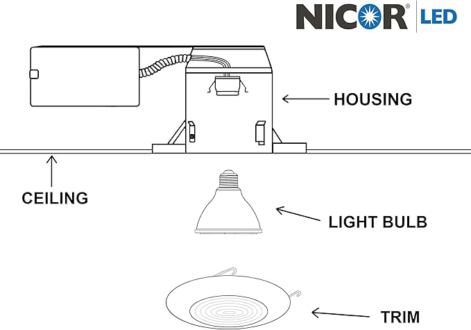 NICOR Lighting 6 inch White Recessed Shower Trim with Glass Fresnel Lens (17502)
