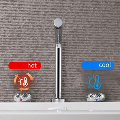 3 Hole Basin Mixer Faucet Double Handle Hot and Cold Water Brass 3 Hole Bathroom Faucets-Chrome Plated