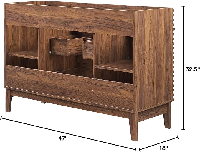Modway Render 48" Single Sink Compatible (Not Included) Bathroom Vanity Cabinet in Walnut