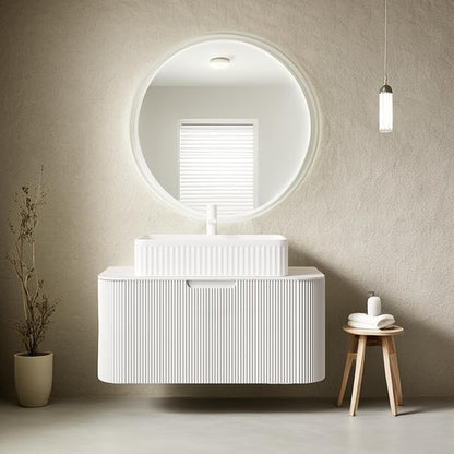 30'' Bathroom Vanity with Sink, Floating Vanities with Rectangular Ceramic Basin and Marble Top, Extra Large Storage Drawer, Soft-Close Design, Pre-Assembled Cabinet, White