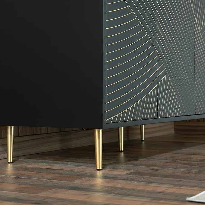 Woodbridge 48" Modern Bathroom Vanity with Round Ceramic Vessel Sinks & Black Engineered Stone Top, Matte Black Lacquer Finish and Gold Accents, Slim Frame Design, and Sleek Space-Saving Profile