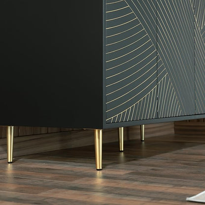 Woodbridge 48" Modern Bathroom Vanity with Round Ceramic Vessel Sinks & Black Engineered Stone Top, Matte Black Lacquer Finish and Gold Accents, Slim Frame Design, and Sleek Space-Saving Profile