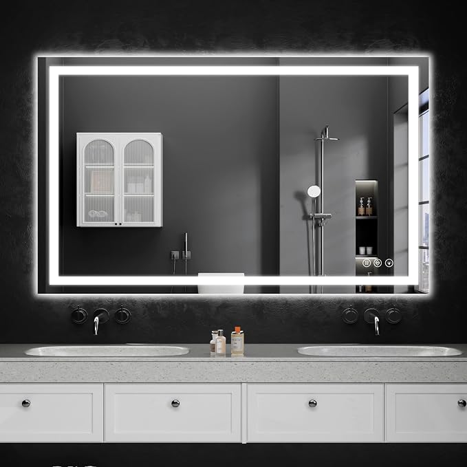 LED Bathroom Mirrors 36"x44" Bathroom Mirror with Lights for Wall, Backlit + Front Lit, 3 Colors, Anti-Fog, Dimmable Brightness for Vanity,Bathroom, Entryway, Living Room