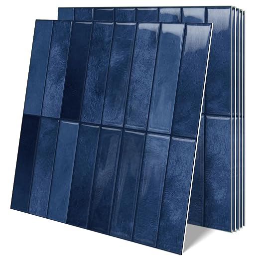 10 Sheets Upgraded Thicker Design Subway Tile Peel and Stick Backsplash | 12”×12”Self Adhesive Wall Tiles Stick on Back Splash for Kitchen,Bathroom,Camper(Blue)