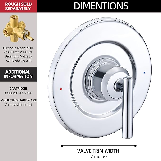Tearel Shower Trim Kit for Moen T2901 Chrome Shower Handle 2-Pack, Compatible with Moen Posi-Temp Valve Series, Solid Metal Construction, Repair Wobbly Handle or Bathroom Renovation