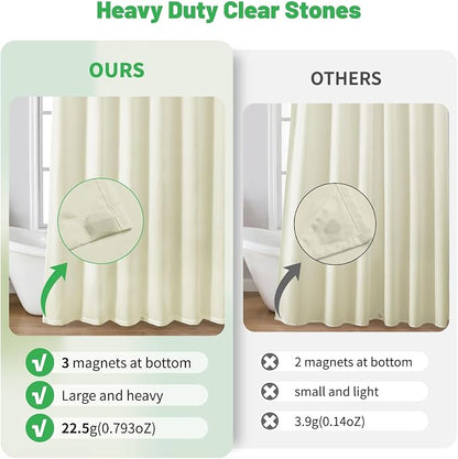 eachope Waterproof Fabric Shower Curtain Liner,72x72 Inch Cream,1 Pack | 3 Heavy-Duty Magnets,Machine Washable,Durable Rustproof Grommets,Hotel Quality,Easy Care,Secure Fit for Bathroom