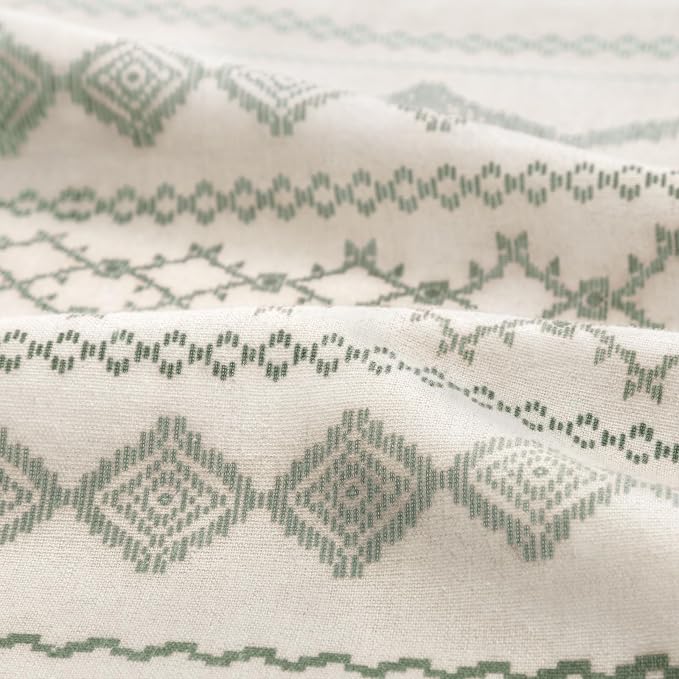 Sage Green Shower Curtain,Boho Linen Fabric for Bathroom with Striped Print,72" W x 72" L