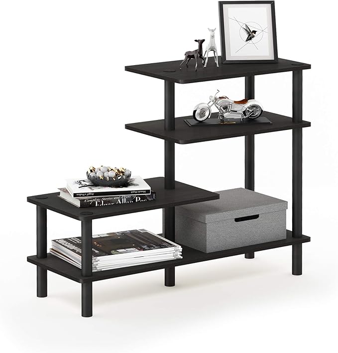 Furinno Ladder Bookcase Display Shelf, 5-Tier, Espresso