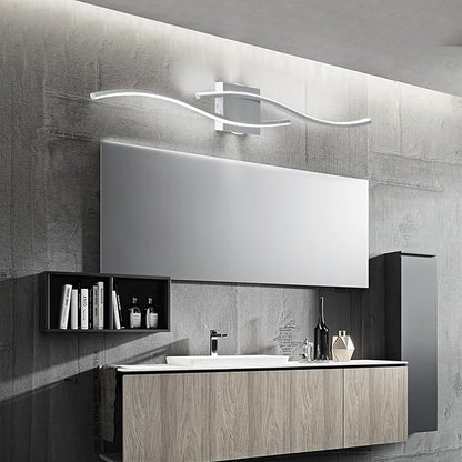 Modern Led Wall Sconces, 32inch Bathroom Mirror Vanity Light, 28W 6000K Wall Light Fixtures Stair Lights, Indoor Wall Decor Bedside Wall Lamp for Bedroom Living Room Hallway Hotel - Silver