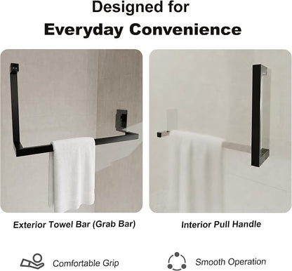 32-33.2" W x 72" H Single Frameless Pivot Swing Shower Door | 1/4" Clear SGCC Tempered Glass with a 28.1" walk-in opening, Matte Black Finish, Adjustable Width, Reversible Installation