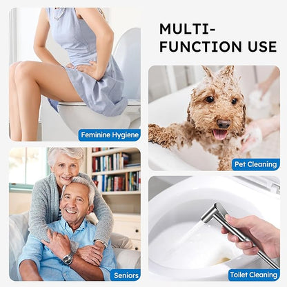 Arofa Built-in Hot and Cold Bidet Sprayer for Toilet, Warm Water Bidet with Adjustable Water Pressure, Dual Control Mode Toilet Sprayer with Toilet Hose for Feminine Wash, Wall Mounted