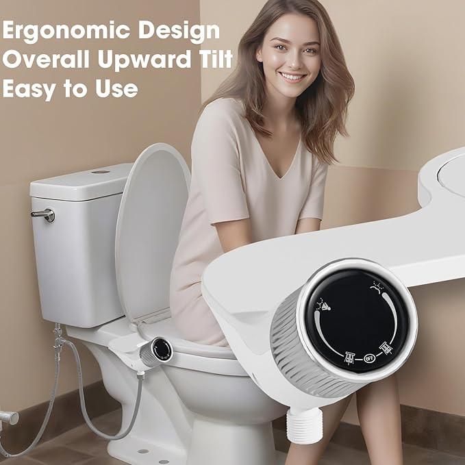 Bidet Attachment for Toilet Seat,Non-Electric Self-Cleaning Dual Retractable Nozzles,Easy to Install,Adjustable Water Pressure for Rear and Feminine Wash