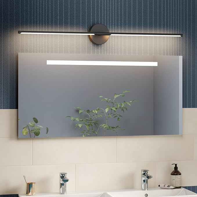 Modern Bathroom Vanity Light 40Inch,30W Matte Black Led Bathroom Light Fixture Over Mirror 360° Rotatable 5000K