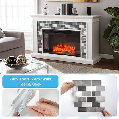 Art3d 10-Pack Subway Tiles Peel and Stick Backsplash, Granite, 12 x 12 Inch | Thickened Design, No Warping, Durable, Self-Adhesive, Sturdy, for Kitchen, Bedroom, Ideal for New Home Buyers, Future Movers