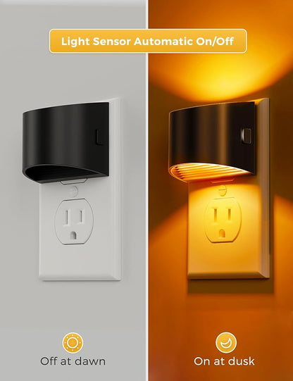 L LOHAS LED Night Light 2 Pack, Night Lights Plug into Wall, 1600K Amber | Dusk to Dawn Sensor Nightlight, 3 Level Brightness Adjustable, Mood Lighting