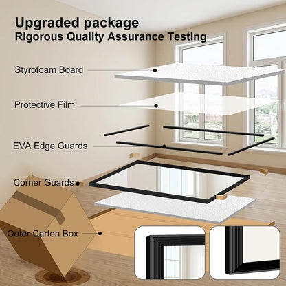 DESBING 36"x48" Black Bathroom Mirrors for Over Sink | 3MM Tempered Glass, Metal Frame, Rectangle Vanity Wall Mirror for Bathroom, Living Room, Bedroom, Horizontally or Vertically