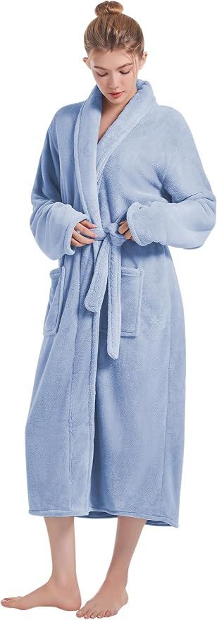 Soft Robe For Women，Warm Plush Bath Robes Female，Spa Towel After Shower Lightweight Long Bathrobe
