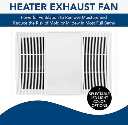 Broan-NuTone BHFLED110 PowerHeat Bathroom Exhaust Fan, Heater, and LED Light Combination, 110 CFM & Available NuTone WVK2A Flexible Wall Ducting Kit for Ventilation Fans, 4-Inch