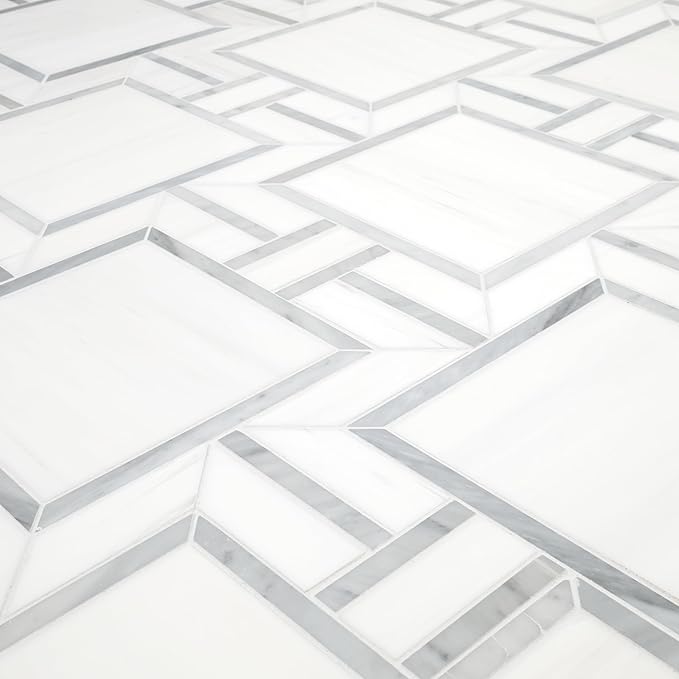 MSI Bianco Dolomite Alana 11 in. x 13 in. Polished Marble Mosaic Floor and Wall Tile for Bathroom, Kitchen Backsplash, Accent Wall Tile, and Shower Wall Tile