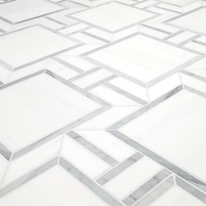 MSI Bianco Dolomite Alana 11 in. x 13 in. Polished Marble Mosaic Floor and Wall Tile for Bathroom, Kitchen Backsplash, Accent Wall Tile, and Shower Wall Tile