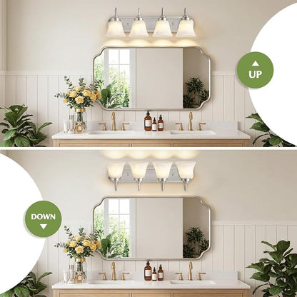 EJIAXIN 4-Light Brushed Nickel Vanity Light for Bathroom, Modern Bathroom Lighting Fixtures Over Mirror with Clear Glass Shade,Bathroom Vanity Light for Mirror Living Room Cabinet