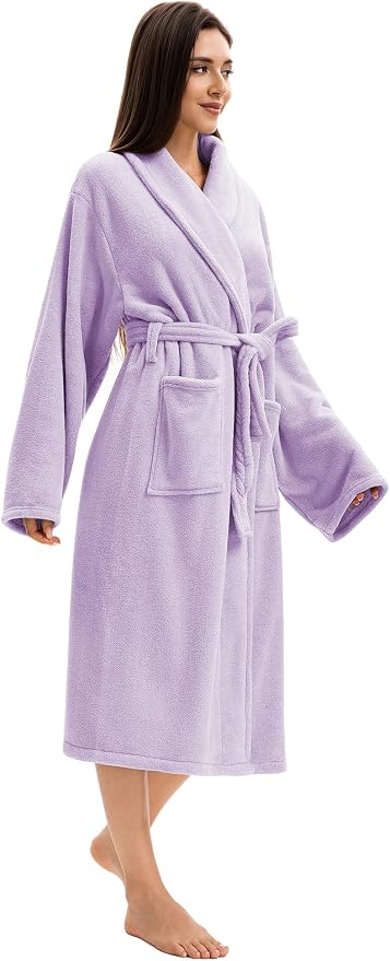 Soft Robe For Women，Warm Plush Bath Robes Female，Spa Towel After Shower Lightweight Long Bathrobe