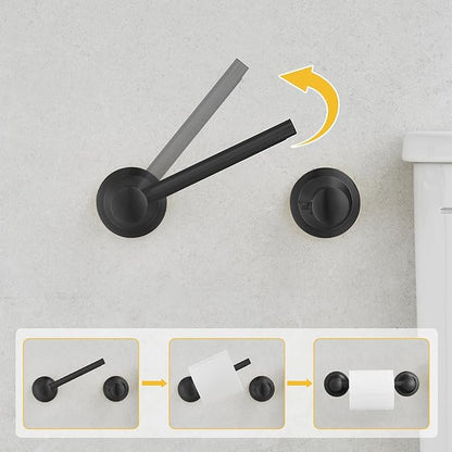 Bathroom Toilet Paper Holder Wall Mount Tissue Holder Matte Black | Rustproof Toilet Tissue Roll Holder, Flexible Double Post Pivoting Handle, Bathroom Accessories SUS304 Stainless Steel