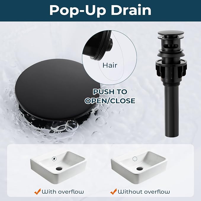 FGKQ Black Bathroom Faucet 3 Hole with Pull Down Sprayer and Pop Up Drain | Stainless steel, RV Bathroom Sink Faucet, 8-Inch widespread vanity faucet, 2-Handle,360° Swivel,llaves para lavamanos de baño