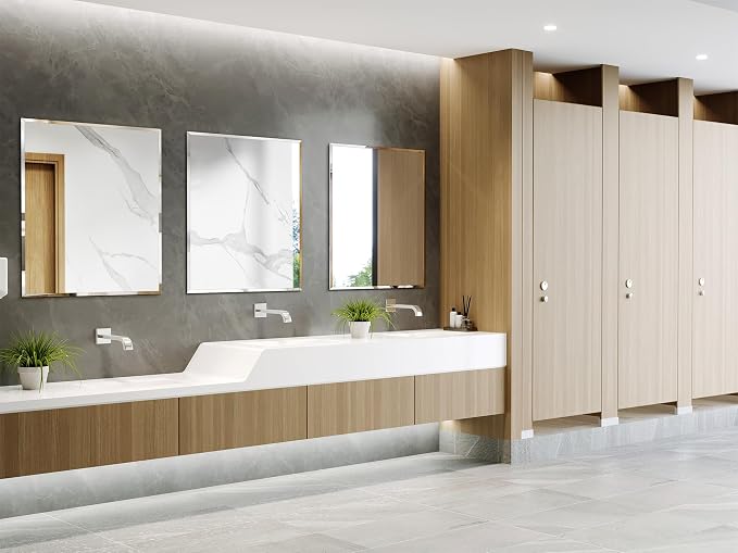 Frameless Bathroom Mirror, 32"x36" Beveled Bathroom Vanity Mirror | Wall Mount Mirrors for Bedroom Entryway Living Room Hangs Horizontally or Vertically