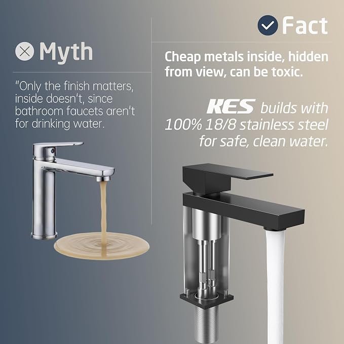 KES Black Bathroom Faucet & Bathroom Sink Drain Without Overflow, Single Handle Type Faucet with Pop Up Drain Stopper Stainless Steel Matte Black, L3156ALFF12-BK-C1