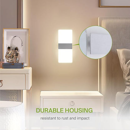 ASD 12 Inch Indoor LED Wall Sconce - 12W 2700K-5000K Dimmable Brushed Nickel Wall Sconce Lights for Living Room, Bedroom, Bathroom, Hallway - Modern Wall Sconces Hardwired, UL Interior Light