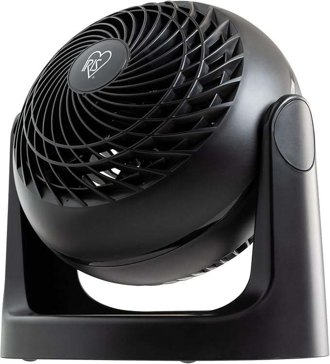 IRIS USA Desk Fan, Air Circulator, 3 Speeds, 52ft Max Air Distance, 360° Adjustable Tilt, 30 db Quiet Motor, Fan for Bedroom, Office, Dorm, Medium, Black