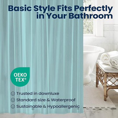downluxe Shower Curtain Liner, PEVA Plastic Shower Liner with 3 Magnets, 72" x 72" Waterproof Bathroom Curtain, Blue, 1 Pack