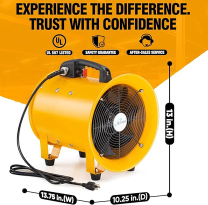 iLiving Utility High Velocity Blower, Fume Extractor, Portable Exhaust and Ventilator Fan (Utility 10")