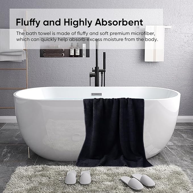 HOMEXCEL Bath Sheets 2PK, 35x70 in, Absorbent&Soft, Extra Large Bath Towel | Lightweight and Quick Drying Microfiber Towels for Bathroom, Yoga, SPA, Fitness, Black