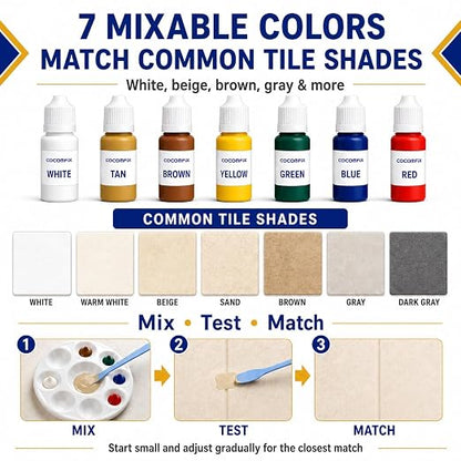 Tile Repair Kit, Ceramic & Porcelain Tile Chips & Cracks Repair-Color Match | Strong-Bond Epoxy Filler for Floor, Wall & Shower Tile, Acrylic & Fiberglass; Repairs Holes, Chips, Cracks & Scratches